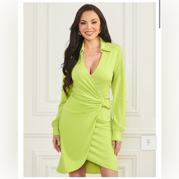 Marciano Austin Lime Green Wrap Dress like new condition use 1-2 times - Picture 1 of 4